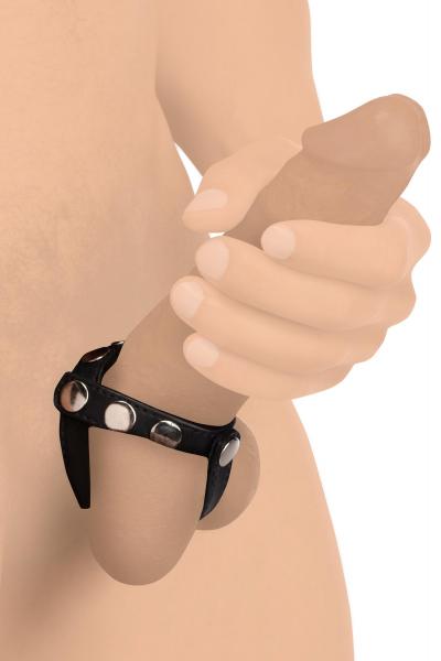 Leather Snap-on Cock Harness - Black Sex Toy Product