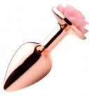 Rose Gold Anal Plug With Pink Flower - Small Sex Toy Product