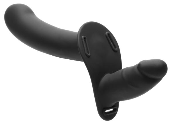 28x Double Diva 1.5 Inch Double Dildo With Harness And Remote Control - Black Sex Toy Product
