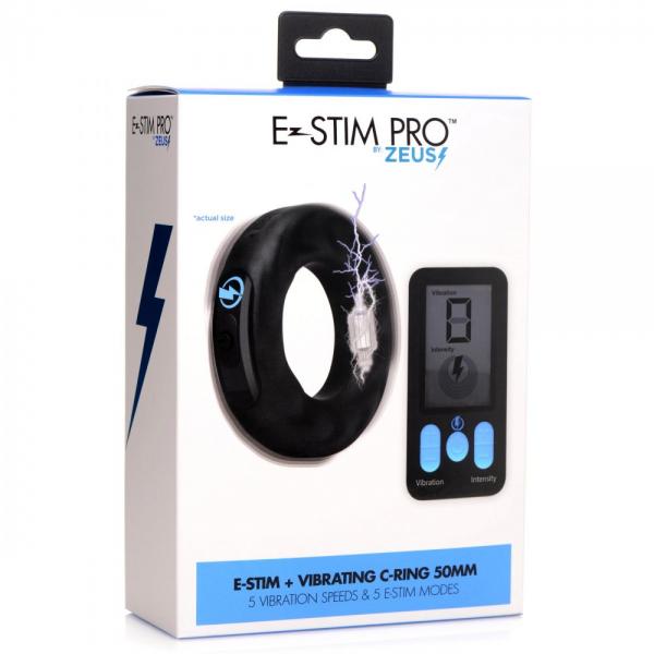 E-stim Pro Silicone Vibrating Cock Ring - Large Sex Toy Product
