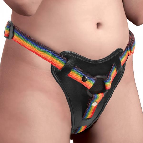 Rainbow Strap On Harness With Silicone O-rings Sex Toy Product