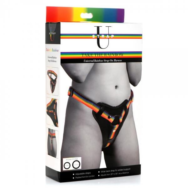 Rainbow Strap On Harness With Silicone O-rings Sex Toy Product