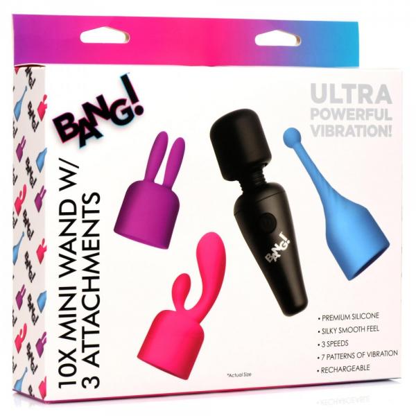 10x Mini Wand With 3 Attachments Sex Toy Product