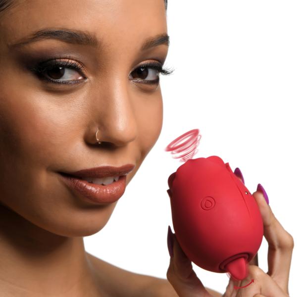The Double Tease Rose 10x Sucking And Licking Silicone Stimulator Sex Toy Product