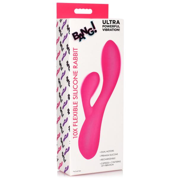10x Flexible Silicone Rabbit Vibrator - Pink Sex Toy Product