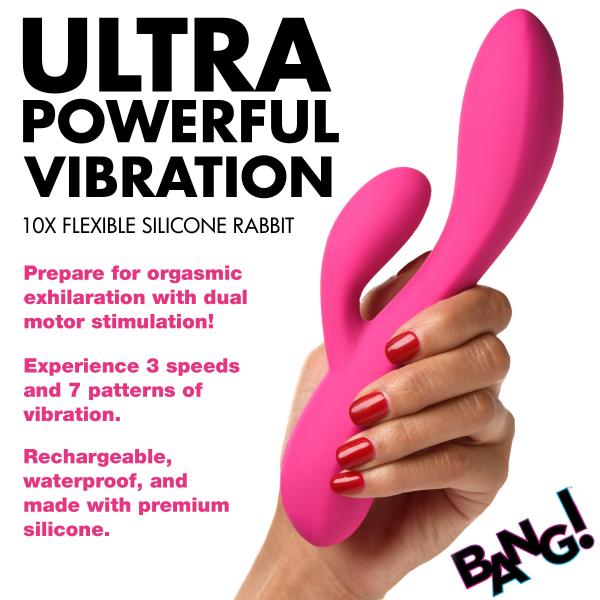 10x Flexible Silicone Rabbit Vibrator - Pink Sex Toy Product