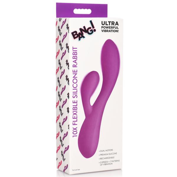 10x Flexible Silicone Rabbit Vibrator - Purple Sex Toy Product
