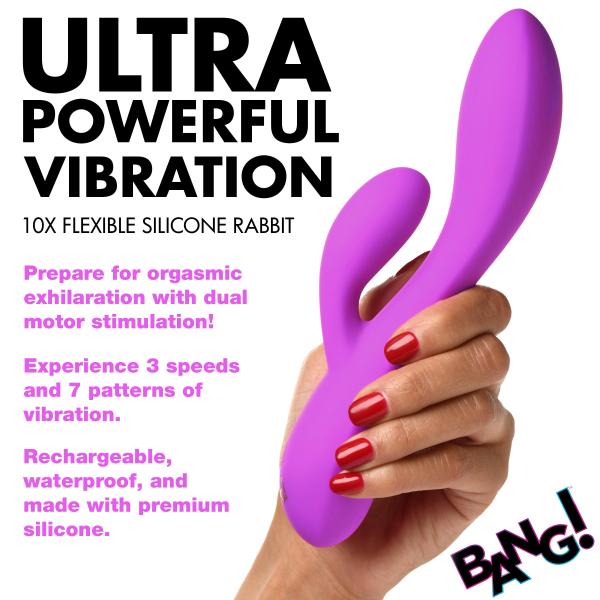 10x Flexible Silicone Rabbit Vibrator - Purple Sex Toy Product