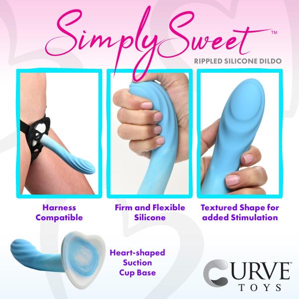 Rippled Silicone Blue And White Dildo Sex Toy Product
