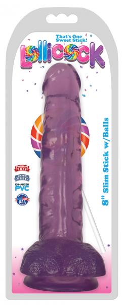 8 Inch Slim Stick With Balls Grape Ice Dildo Sex Toy Product