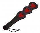 Hearts Of Love Leather Paddle Black Red Hearts Sex Toy Product