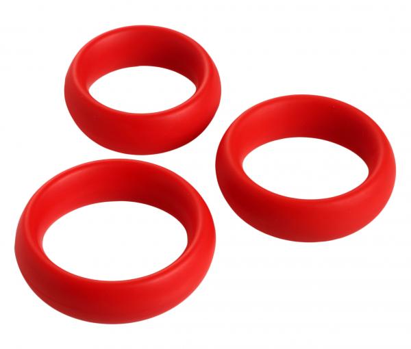 3 Piece Silicone C Ring Set - Red Sex Toy Product