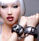 Platinum Cuffed Embossed Metallic Wrist Cuffs Sex Toy Product
