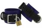 Strict Leather Blue And Black Deluxe Locking Ankle Cuffs Sex Toy Product