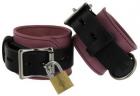 Strict Leather Pink Black Deluxe Locking Wrist Cuffs Sex Toy Product