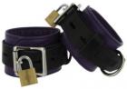 Strict Leather Purple Black Deluxe Locking Wrist Cuffs Sex Toy Product