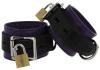 Strict Leather Purple Black Deluxe Locking Wrist Cuffs Sex Toy Product Image 1
