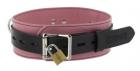 Strict Leather Deluxe Locking Collar - Pink And Black Sex Toy Product