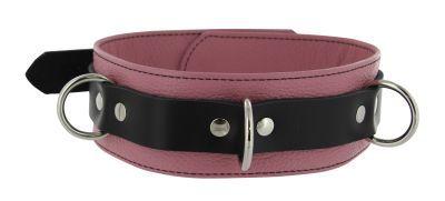 Strict Leather Deluxe Locking Collar - Pink And Black Sex Toy Product
