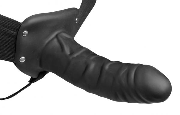 Hollow Silicone Strap On Dildo With Elastic Straps - Black Sex Toy Product