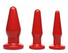 Red Anal Plugs 3 Piece Kit Sex Toy Product