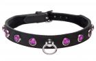 Leather Rhinestone Collar- Amethyst Sex Toy Product