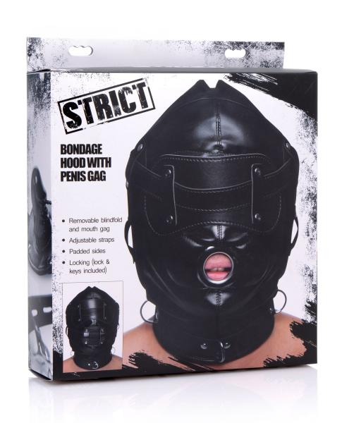 Strict Bondage Hood With Penis Gag O/S Black Sex Toy Product