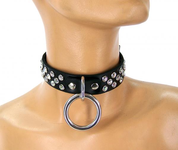 Locking Princess Bondage Collar Black Leather