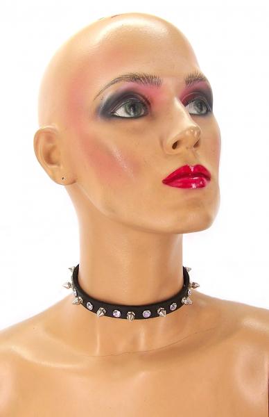 Leather Rhinestone/Spike Choker (Small) Sex Toy Product