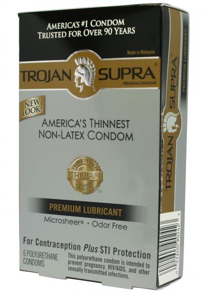 Trojan Condom Supra Microsheer Non Latex Lubricated 6 Pack Sex Toy Product