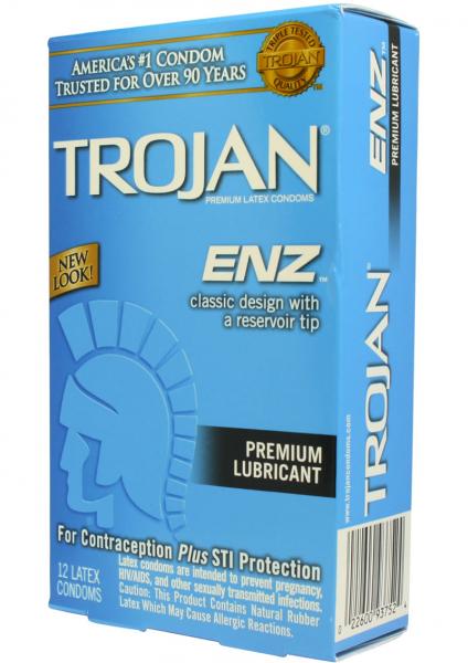 Trojan Condom Enz Lubricated 12 Pack Sex Toy Product