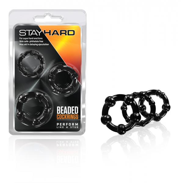 Stay Hard Beaded Cockrings Black Sex Toy Product