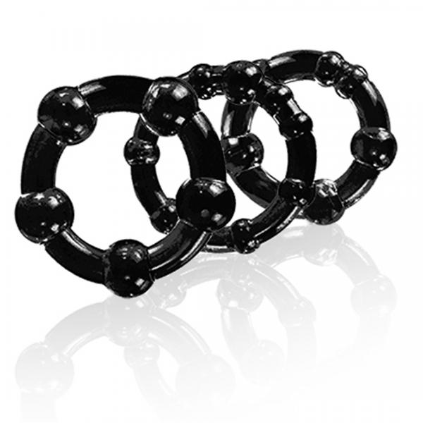 Stay Hard Beaded Cockrings Black Sex Toy Product