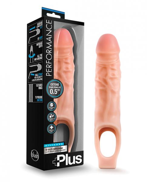 Performance Plus 9 inches Silicone Cock Sheath Penis Extender Beige Image 2