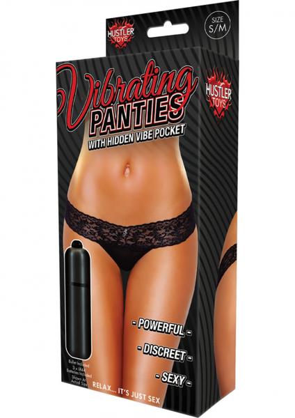 Vibrating Panties Lace Thong Black Small/Medium Sex Toy Product