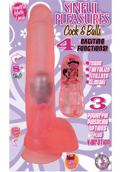 Sinful Pleasures Cock And Balls Vibrating 8 Inch Pink Sex Toy Product