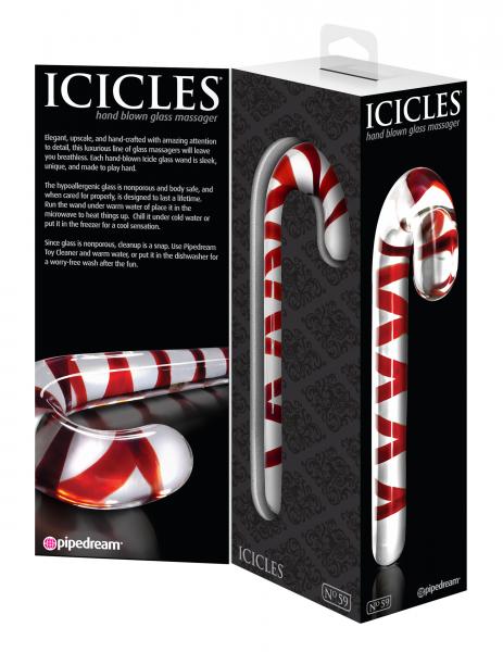 Icicles No. 59 Hand Blown Glass Massager Candy Cane	 Sex Toy Product