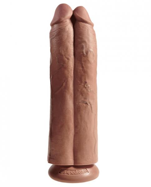 King Cock 11" Two Cocks One Hole - Tan Sex Toy Product