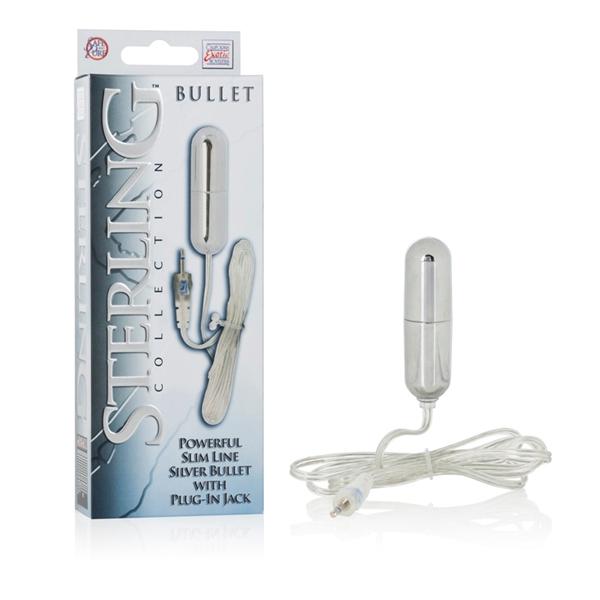 Sterling Collection Silver Slim Line Bullet With Plug In Jack Sex Toy Product