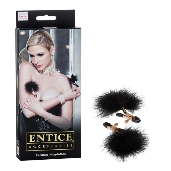 Entice Feather Nipplettes Nipple Clamps Black Sex Toy Product