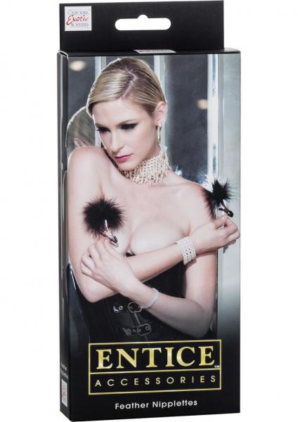 Entice Feather Nipplettes Nipple Clamps Black Sex Toy Product