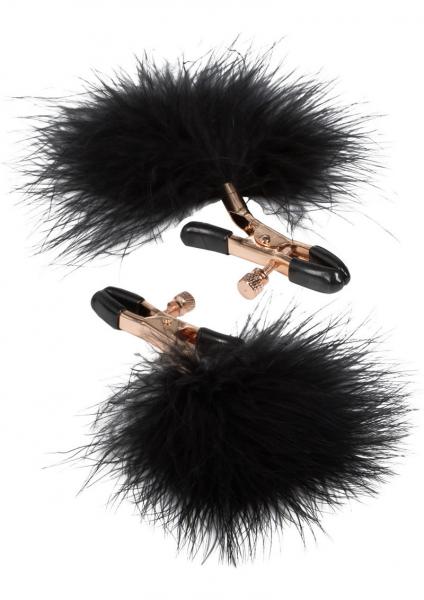 Entice Feather Nipplettes Nipple Clamps Black Sex Toy Product