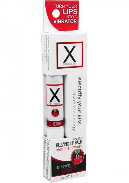 X On The Lips Buzzing Lip Balm With Pheromones Electric Cherry .75 Ounce Sex Toy Product