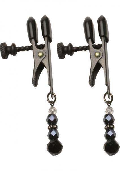 Black Beaded Nipple Clamps With Adjustable Broad Tip Black Sex Toy Product