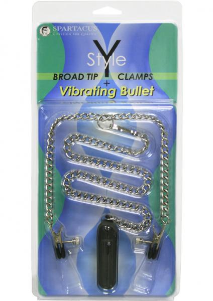 Y Style Broad Tip Nipple Clamps With Bullet 18 Inch Chaine Silver Sex Toy Product