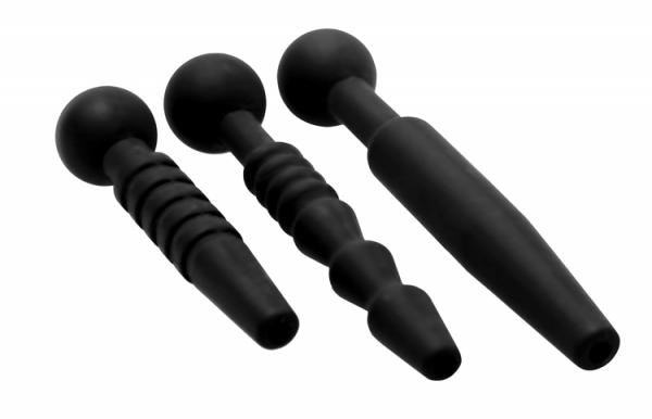 Dark Rods 3 Piece Silicone Penis Plug Set Black Sex Toy Product