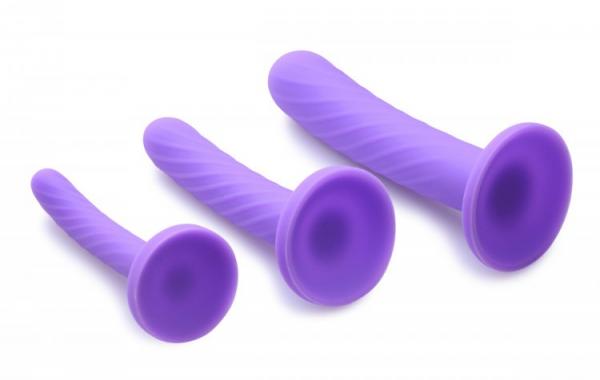 Tri-Play Silicone Dildo 3 Piece Set Purple Sex Toy Product