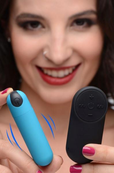 Bang Vibrating Bullet With Remote Control Blue Sex Toy Product