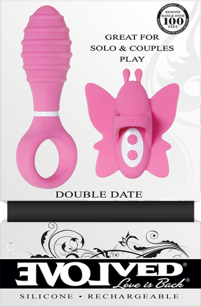 Double Date Couples Pink Set Butterfly Finger Ring & Plug Image 4