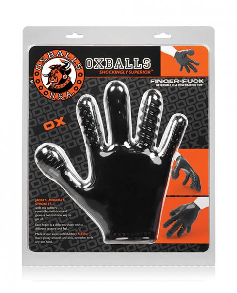 Finger F*ck Textured Glove Oxballs Black Sex Toy Product